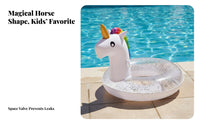 Sequin Mythical Horse Swim Tube Sparkling Sequins Glitter Mythical Horse Inflatable Tube Easy to Inflate Glitter Pool Tube for Children, Beginners