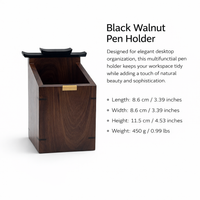 Wooden Pen Holder for Desk Storage, Solid Wood Pencil Organiser, Office Decor Stationery Cup, Gift for Students and Colleagues
