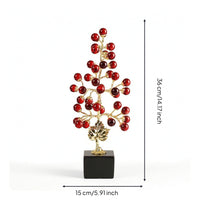 Crystal Grape Tree with Pedestal Tabletop Grape Tree Ornament Glossy Fruit Ornament for TV Cabinet