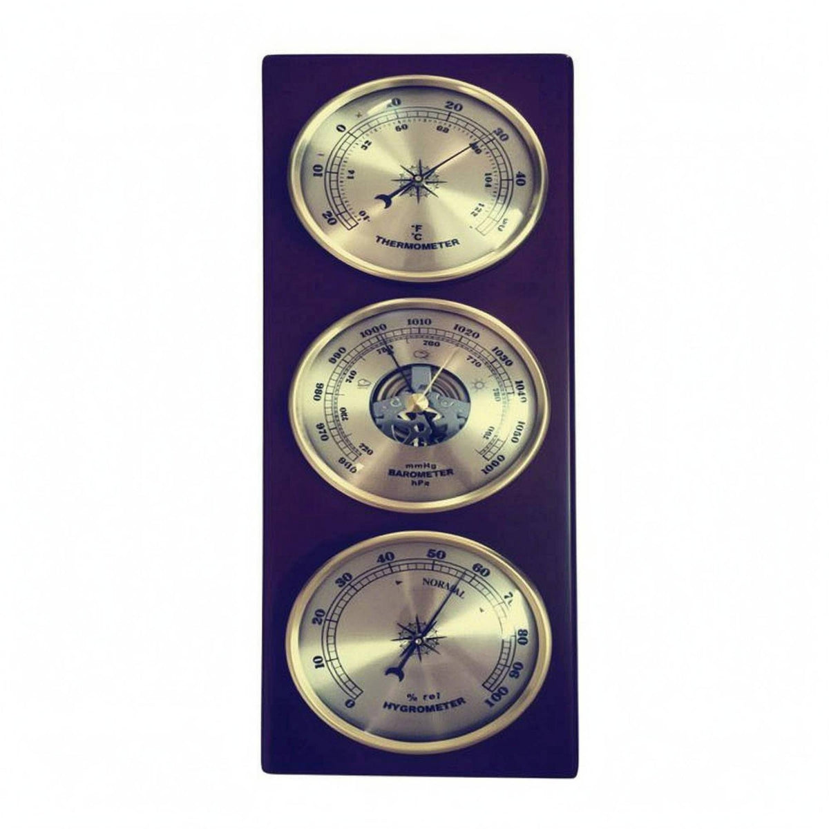 Vertical Thermometer Air Pressure Gauge Hygrometer Gold-Tone Wall Mount Weather Station Easy to Read Gauge Wall Weather Station Vintage Style