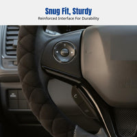 Winter Plush Steering Wheel Cover, Universal Fit, Anti-Slip, Warm, Sporty Design for Car