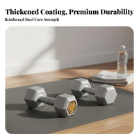 2 Pieces Anti-Roll Design 5kg Dumbbell Pair Floor-Friendly Hex Dumbbell Non-Slip Grip Hexagon Shaped Weight Ergonomic Handle for Men, Women, Beginners, Home Gym, Dorm Room
