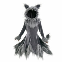 Wolf Costume with Tail Shaggy Wolf Costume Long-Sleeve Apparel for Kids, Children, Halloween