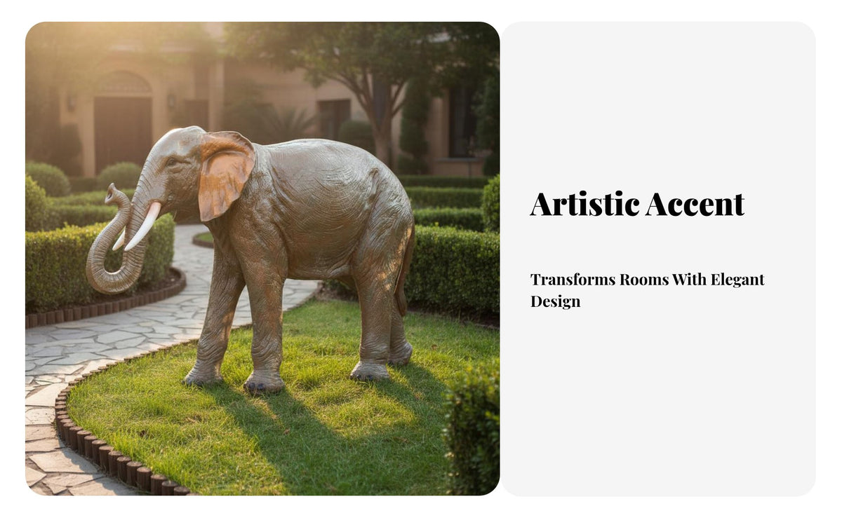 Elephant Statue Weather-Resistant Large Elephant Sculpture Sturdy Lifelike Creature Statue for Gardeners, Business Owners, Yard, Lawn