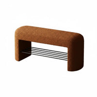 Modern Minimalist design Sherpa-Covered Shoe Bench Soft Padded Seat Home Storage 2-in-1 Design Household Furniture Sturdy for Families, Apartment Dwellers, Homeowners, Entryway, Living Room, Bedroom, Hallway