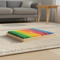 Wooden Rainbow Blocks Open-Ended Play Rainbow Stacking Set Early Learning Wooden Arch Blocks for Preschoolers, Kids, Kindergarten, Classroom, Daycare