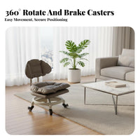 Cushi Single D Caster Stool with Backrest 360-Degree Swivel for Living Room