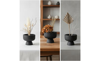 Tabletop Planter Wood-Grain Planter with Pedestal Base Black Pedestal Bowl for Refined Aesthetic Seekers