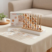 Parent-Child Play Creature Bead Matching Game Educational Child-Centered Wooden Bead Game Early Cognitive Development Wooden Color Matching Toy Fine Movement Skills for Children, Toddlers
