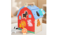 Wooden Shape Sorting House Educational Wooden Farm Shape Sorter and Farm Animal Sorter for Little Ones, Kids