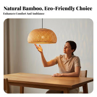 Handmade Bamboo Hanging Light Vintage Inspired Bamboo Hanging Light Easy Installation Woven Rattan Lamp Adjustable Height for Restaurant Owners, Interior Designers, DIY Enthusiasts, Teahouse, Dining Room, Bedroom, Kitchen Island
