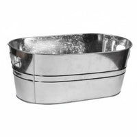 Galvanized Metal Ice Container Multipurpose Oval Metal Ice Container Galvanized Beverage Tub With Handles Oval Drink Chiller