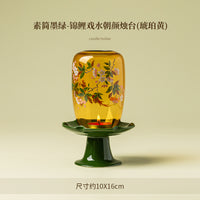 澜风故宫红锦鲤戏水朝颜烛台中式室内氛围灯摆件家用陶瓷茶道配件