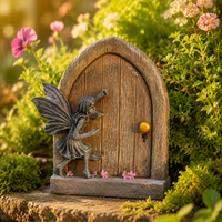 Pastoral Fairy Garden Miniature Door, Resin Fairy House Garden Decoration, Gnome Door Accessory for Garden Lovers, Fairytale Decoration