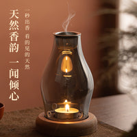 玻璃烛台摆件高端简约防风罩中式复古禅意小蜡烛台座香薰家用装饰