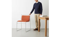 Mid-Century-Century Modern Upholstered Sled Base Chair Soft Padded Backrest Bauhaus Design Dining Chair Seating Furniture for Cafe