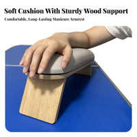 Soft & Comfortable Russian Manicure Hand Rest Easy to Clean Surface Slanted Nail Art Hand Pillow Stable Wooden Legs for Manicurists, Home