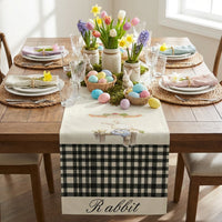 Easter Bunny Illustration Tablecloth, Linen Fabric, Rabbit Printed Table Scarf, Printed Design, Home Decor, Suitable for Party Organizers, Entrance Hall, Living Room