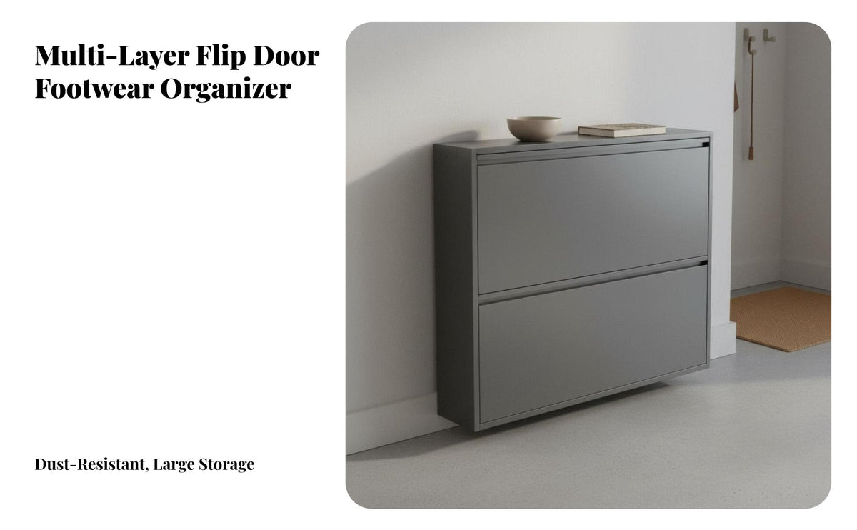 Space-Saving Slim Tip-out Shoe Cabinet Large Capacity Narrow Tilting Shoe Storage Dust-Proof Narrow Entryway Cabinet Minimalist Design for Apartment Dwellers, Homeowners, Families, Hallway, Small Areas, Living Room, Bedroom