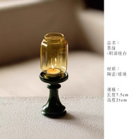 束刻中式故宫红玻璃烛台灯禅意茶室氛围灯家用落地蜡烛灯装饰摆件