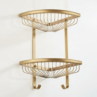 Double-Layer Shower Shelf Fan-Shaped Washroom Shelf with Two Tiers Space-Saving