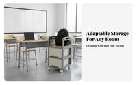 With casters Deskside backpack Holder Easy to Move Multi-Tier Rolling storage mobile unit Space Saving Storage Trolley Multifunctional for Students, educators, Kids, Classroom, Beside Desk, Study Room, Bedroom
