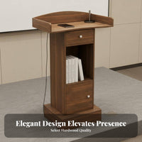 Spacious Desktop Floor Standing Pulpit Multi-Purpose Modern Presentation Desk Sturdy Construction Wooden Lectern with Storage Stable Base for Teachers, Presenters, Conference Room, Classroom, Lecture Hall, Church