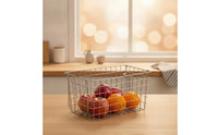 Open-Grid Metal Wire Basket with Handle Easy to Carry Wire Shopping Basket with Handle Strong Long-Lasting for Kitchen