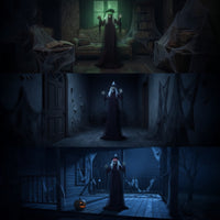 Poseable Halloween Decoration with Sound Life-Size Witch Ghost Animated Ghost Witch Interactive for Entryway, Yard