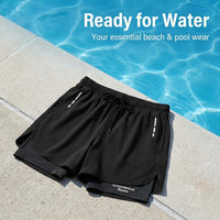 Men's Quick-Dry Polyester Swimming Shorts, Comfortable Trunks for Water Sports and Lakeside Trips