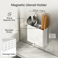 Chopstick Holder Fridge Organizer, Carbon Steel Countertop Storage for Students, Wall-Mounted Kitchen Utensil Rack, Space-Saving Side