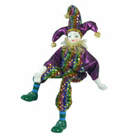 Dangling Leg Clown Doll Detailed Costume Ceramic Clown Doll Hand-Painted Face