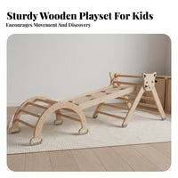 3 Pieces Wooden Climbing Playset Solid Wood Construction Child-Centered Climbing Playset Multi-Functional Child-Centered Climber Set for Indoor, Home