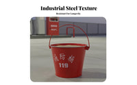 Semi-Circular Fire Bucket Thickened Material Stainless Steel Fire Rustproof D-Handle Sand Spade for Gas Station Factories, Public Areas