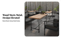 USA Retro Look mechanical Pipe-Leg Table and Bench Set sturdyDuty Build business-grade Furniture Powder-Coated Finish guest seating indoor/outdoor Use for Restaurant Owners, Business Proprietors, homeowners, Cafe, Bar, eatery, BBQ Joint