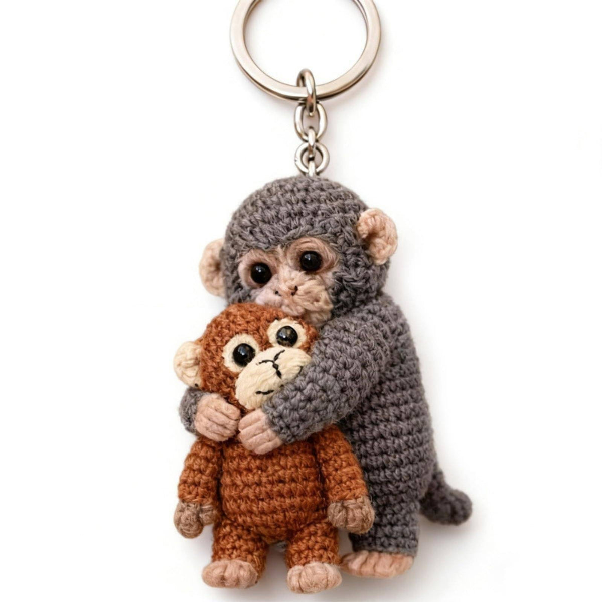 Handmade Crochet Monkey Keychain Adorable Monkey Keychain with Metal Loop Playful Accessory Decorative for Animal Lovers