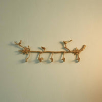 Bird Wall Hook goldenToned Branch Coat Hook Rack Multi Purpose Home Storage