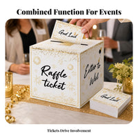 Gold Confetti Ticket Box Firework Print Raffle Ticket Box