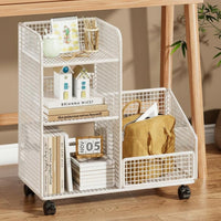 With casters Rolling Book mobile storage unit Space-Saving MultiTiered Wheeled mobile storage unit multipurpose Use book mobile storage unit Large Capacity for Students, downice Workers, Living Room, Bedroom, Classroom, Narrow areas
