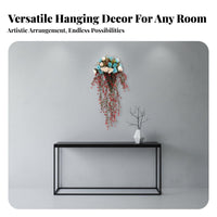 Artificial Hanging Flower Basket Ready to Hang Hanging Flower Basket Realistic Looking Faux Wall Vine for Event Planners, Living Room, Indoor, Bedroom