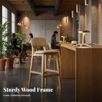 Upholstered High Stool with Backrest Modern Design Upholstered High Stool Sturdy Construction Padded Seat for Interior Designers