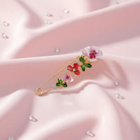Elegant Floral Safety Pin Brooch Large Decorative Safety Pin for Women