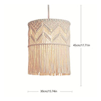 Handmade Boho Fringe Lampshade Handwoven Macrame Lampshade Indoor Woven Tassel Light Shade Cotton Rope for Bedroom