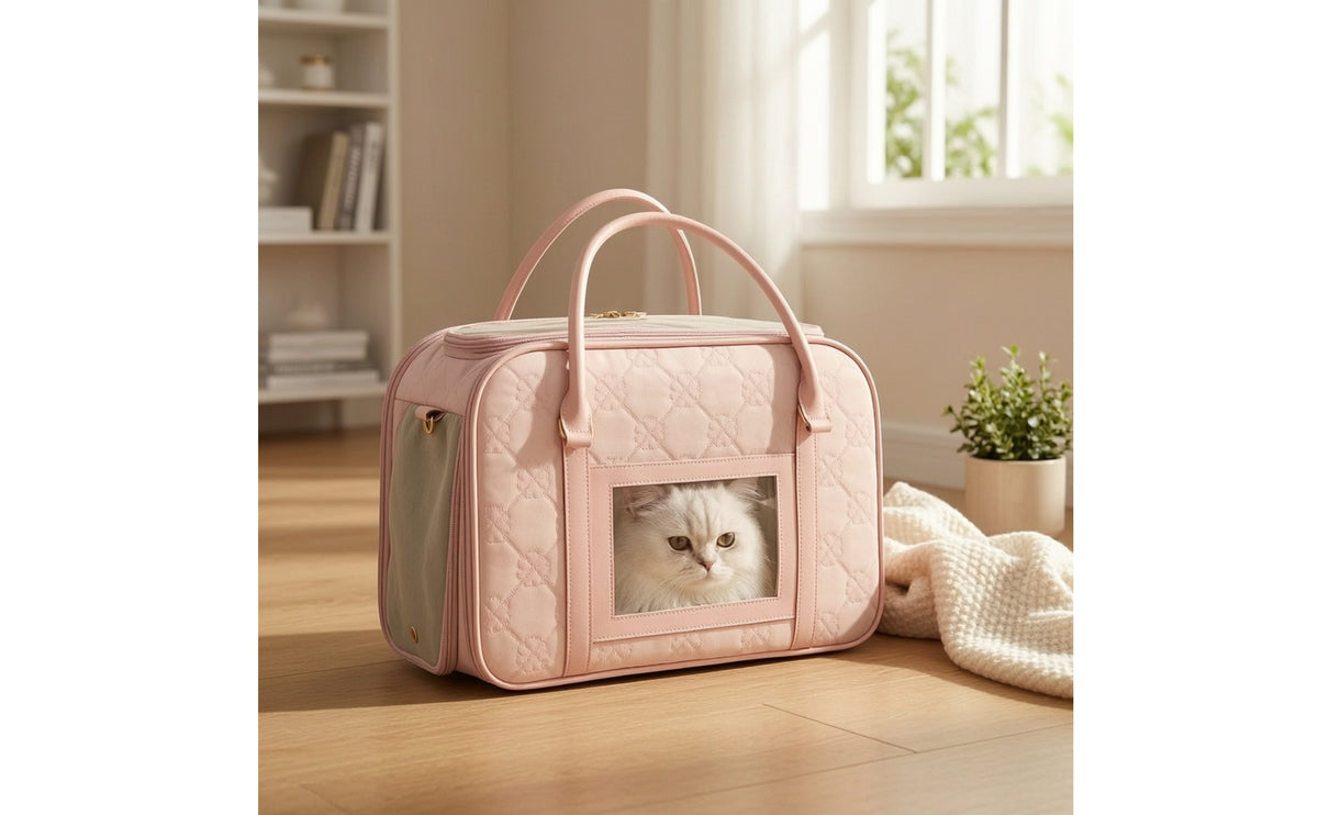 Pet Carrier Bag Quilted Soft-Sided Pet Carrier Breathable Cat Travel Bag for Small Dogs, Young Dogs