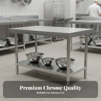Anti-Rust Stainless Steel Work Table High Load-Bearing Capacity Stainless Steel Workbench Easy to Clean Commercial Kitchen Prep Table Adjustable Leveling Feet for Restaurant Employees, Workshop Workers, Homeowners, Cafeteria, Bakery, Garage, Laundry Room