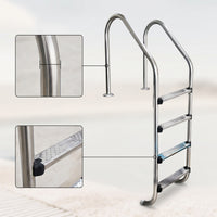 Swimming Pool Ladder Stainless Steel Pool Ladder with Handrails No-Embed