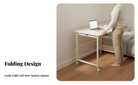 Multi-Functional Foldable Rolling Desk Stable Structure Fold-Away Desk with Wheels and Shelf Easy Assembly Computer Table Built-in Footrest for Apartment Dwellers, Distant Workers, Hobbyists, Bedroom, Small Areas, Home Office, Dorm Room