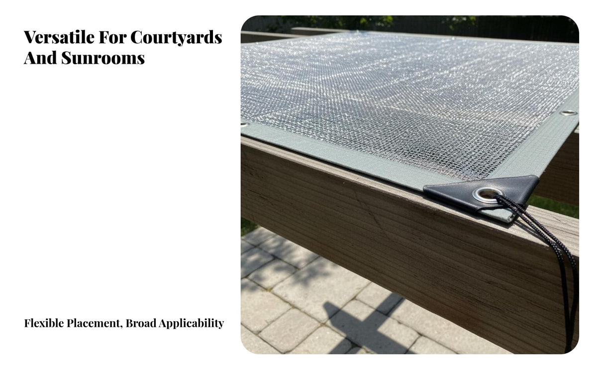 Protection Aluminum Foil Shade Net Anti-Aging Thermal Insulating Sun Shade Reflects Sunlight Reflective Sunblock Mesh Thickened for Outdoor, Sunroom, Garden, Balcony
