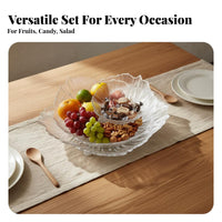 3 Pieces Large Capacity Pearlescent Petal Serving Bowl Long-Lasting 3 Piece Glass Fruit Plate Set Hammered Texture for Dining Table