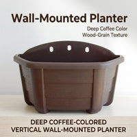 Plant Pots Hanging Basket in Resin for Outdoor Plants, Half Round Hanging Plant for Indoor Use, Wall Planter with Wood Grain Texture, 1 Pack